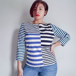J.Crew patchwork striped blouse size medium
